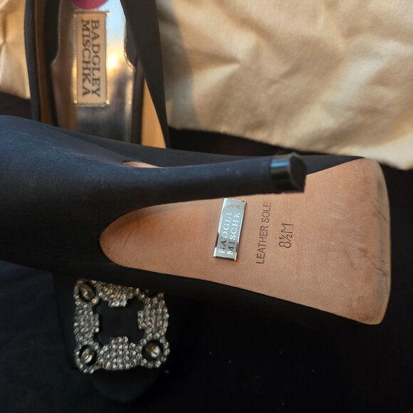 Badgley Mischka Black Open Toe Pump 8.5 - Picture 6 of 6